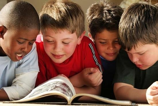 boys reading book